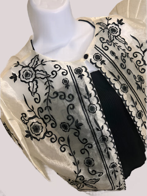 Filipiniana Bolero, Filipino Wedding, Maria Clara, Imelda, Mestiza, Black Embroidered Flowers