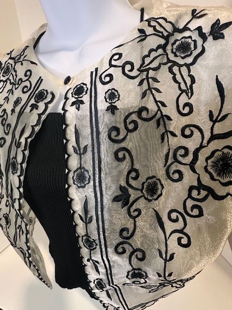Filipiniana Bolero, Filipino Wedding, Maria Clara, Imelda, Mestiza, Black Embroidered Flowers