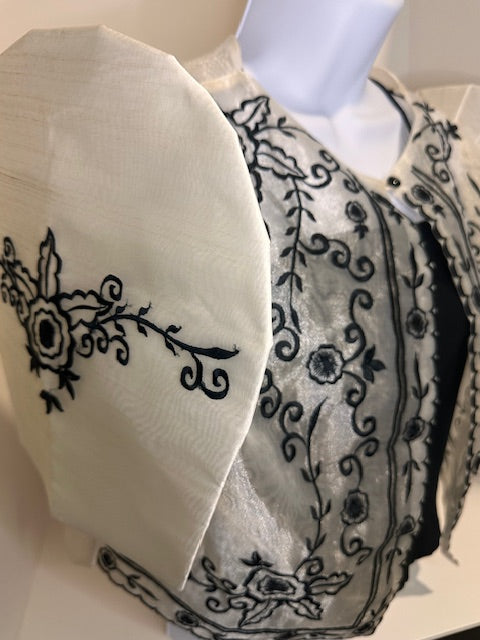 Filipiniana Bolero, Filipino Wedding, Maria Clara, Imelda, Mestiza, Black Embroidered Flowers
