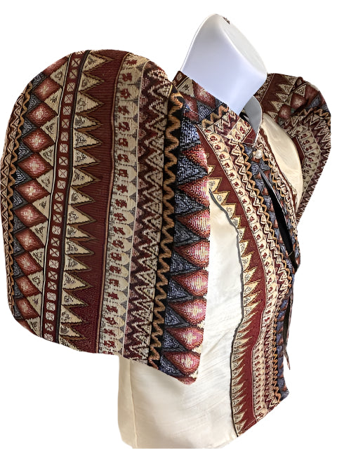 Ethnic, Maroon Filipiniana Bolero, Filipino Wedding, Maria Clara, Mestiza, Embroidered