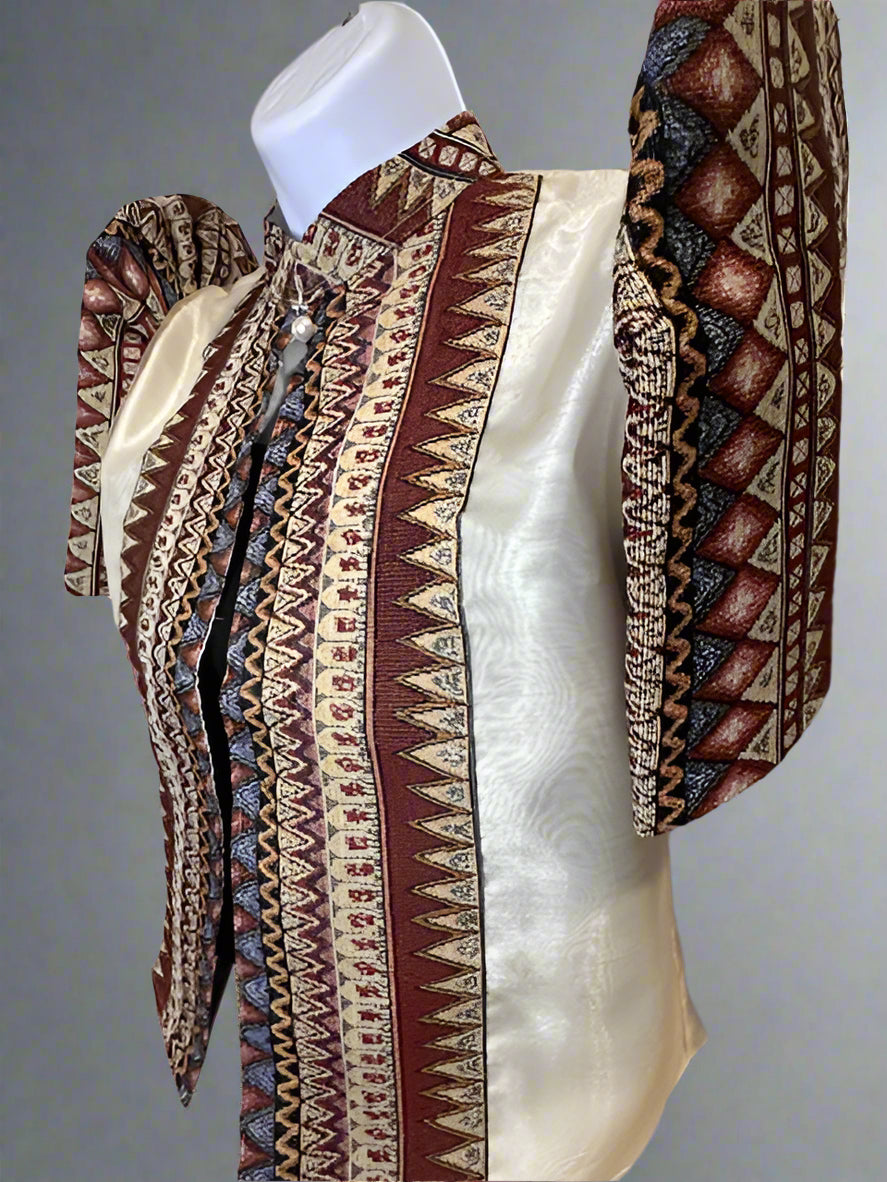 Ethnic, Maroon Filipiniana Bolero, Filipino Wedding, Maria Clara, Mestiza, Embroidered