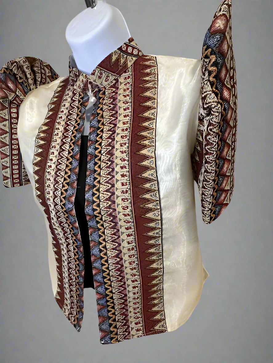 Ethnic, Maroon Filipiniana Bolero, Filipino Wedding, Maria Clara, Mestiza, Embroidered