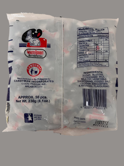 White Rabbit Butter Toffee Candy, 230g (8.1oz), approx 50 pcs