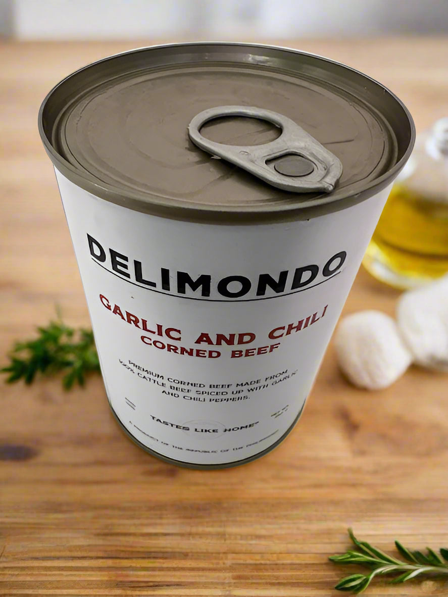 Delimondo Corned Beef - Garlic and Chili, 380g