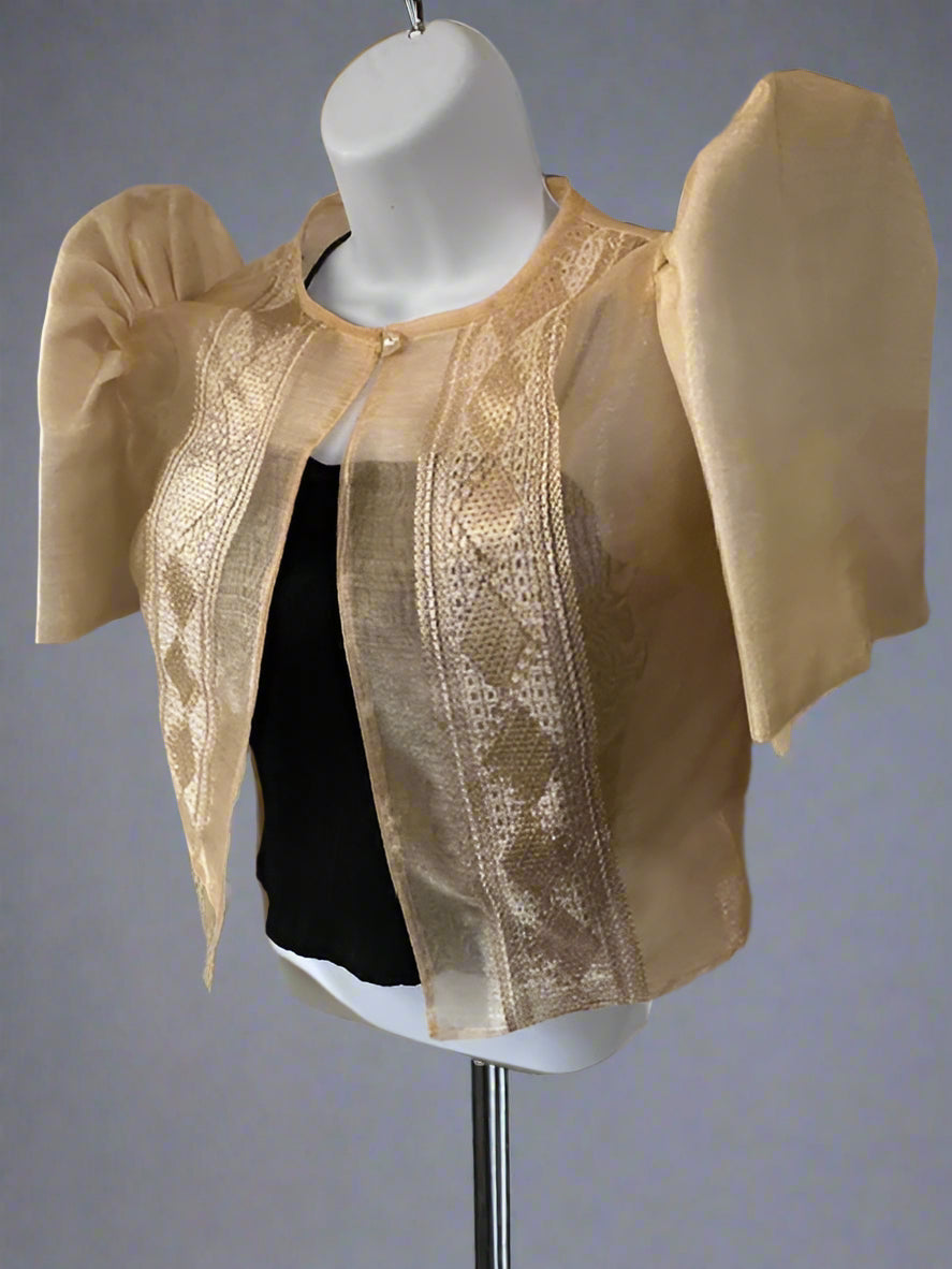 Gold, Beige, Filipiniana Bolero, Filipino Wedding, Maria Clara look, Imelda look, Embroidered