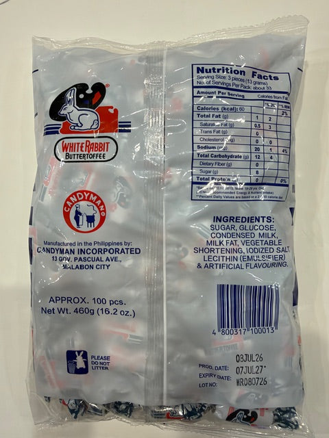 White Rabbit Butter Toffee Candy, 460g (16.2 oz), approx 100 pcs